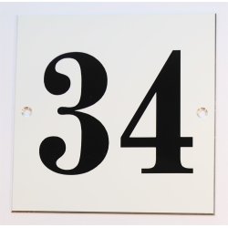 Nummerskilt 120 x 120 mm, hvid/sort