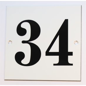 Nummerskilt 120 x 120 mm, hvid/sort