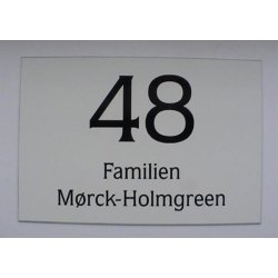 Nr.- og navneskilt 120 x 180 mm, hvid/sort