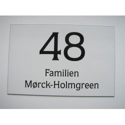 Nr.- og navneskilt 120 x 180 mm, hvid/sort